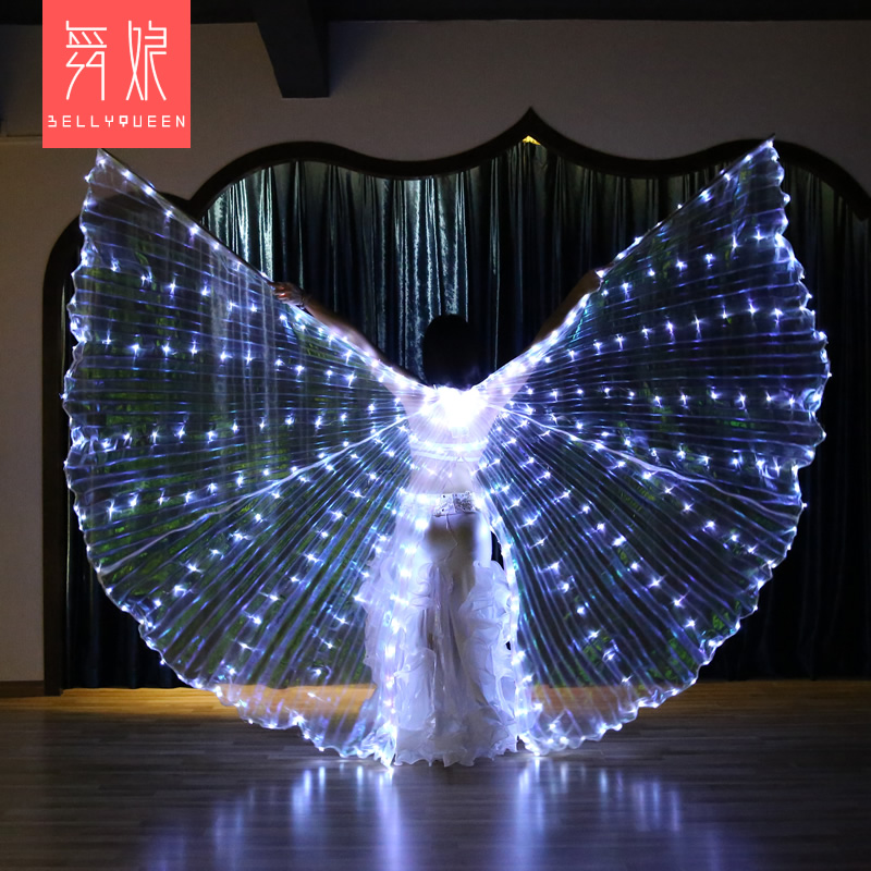 Open Back White 382 Led Isis Wing Light Up Led Dance Capes With Telescopic Stick